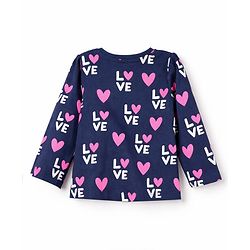 Babyhug 100% Cotton Knit Full Sleeves Co-Ord T-Shirt & Pyjama Night Suit With Love Print Pack of 2 - Multicolor