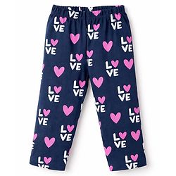 Babyhug 100% Cotton Knit Full Sleeves Co-Ord T-Shirt & Pyjama Night Suit With Love Print Pack of 2 - Multicolor