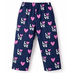 Babyhug 100% Cotton Knit Full Sleeves Co-Ord T-Shirt & Pyjama Night Suit With Love Print Pack of 2 - Multicolor