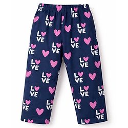 Babyhug 100% Cotton Knit Full Sleeves Co-Ord T-Shirt & Pyjama Night Suit With Love Print Pack of 2 - Multicolor