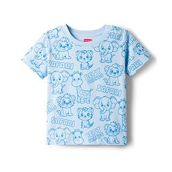 Babyhug 100% Cotton Knit Half Sleeves Animal Printed Co-Ords T-Shirt & Shorts Night Suit - Light Blue