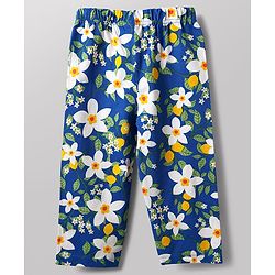 Babyhug 100% Cotton Knit Half Sleeves Co-Ord Top & Pyjama Night Suit With Floral Print - Blue