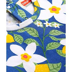 Babyhug 100% Cotton Knit Half Sleeves Co-Ord Top & Pyjama Night Suit With Floral Print - Blue