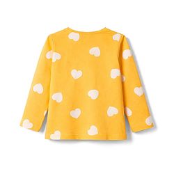 Babyhug 100% Cotton Knit Full Sleeves T-Shirt & Pyjama Co-ord Night Suit with Heart Print - Yellow