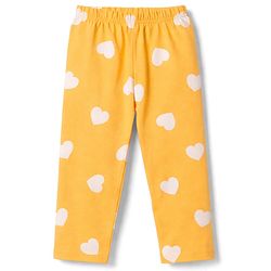 Babyhug 100% Cotton Knit Full Sleeves T-Shirt & Pyjama Co-ord Night Suit with Heart Print - Yellow