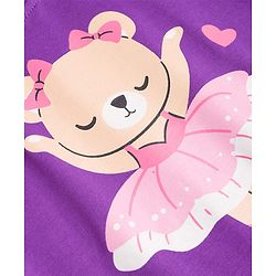 Babyhug 100% Cotton Knit Full Sleeves Bear Printed T-Shirt & Pajama Night Suit -Purple