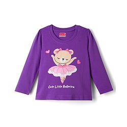 Babyhug 100% Cotton Knit Full Sleeves Bear Printed T-Shirt & Pajama Night Suit -Purple