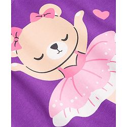 Babyhug 100% Cotton Knit Full Sleeves Bear Printed T-Shirt & Pajama Night Suit -Purple