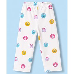 Babyhug Cotton Knit Full Sleeves T-Shirt & Pyjama Co-ord Night Suit with Cupcake Print - White