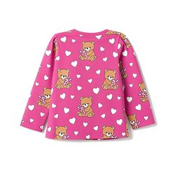 Babyhug 100% Cotton Knit Full Sleeves Co-Ords Bear Printed T-Shirt & Pajama Night Suit - Pink