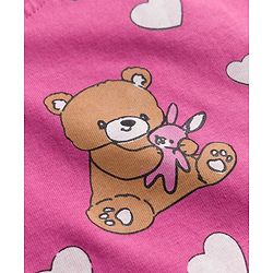 Babyhug 100% Cotton Knit Full Sleeves Co-Ords Bear Printed T-Shirt & Pajama Night Suit - Pink