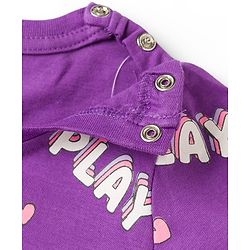Babyhug 100% Cotton Knit Full Sleeves Co-Ords Rainbow Printed T-Shirt & Pajama Night Suit - Purple