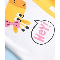 Babyhug 100% Cotton Knit Full Sleeves T-Shirt & Polka Dot Pyjama Night Suit With Giraffe Print - White