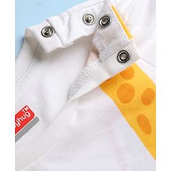 Babyhug 100% Cotton Knit Full Sleeves T-Shirt & Polka Dot Pyjama Night Suit With Giraffe Print - White