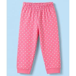 Babyhug 100% Cotton Knit Full Sleeves T-Shirt & Polka Dot Pyjama Night Suit With Giraffe Print - White