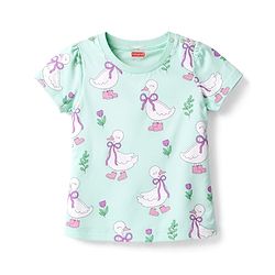 Babyhug 100% Cotton Knit Half Sleeves T-Shirt & Pyjama Co-ord Night Suit with Duck Print - Sea Green