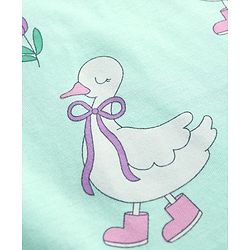 Babyhug 100% Cotton Knit Half Sleeves T-Shirt & Pyjama Co-ord Night Suit with Duck Print - Sea Green