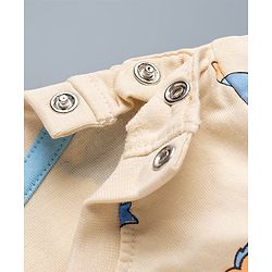 Babyhug 100% Cotton Knit Full Sleeves T-Shirt & Pyjama Night Suit With Animal & Space Print - White