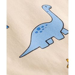 Babyhug 100% Cotton Knit Full Sleeves T-Shirt & Pyjama Night Suit With Animal & Space Print - White