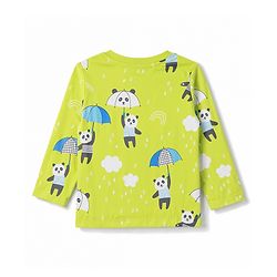 Babyhug 100% Cotton Knit Full Sleeves T-Shirt & Pyjama Night Suit With Panda Print- Green
