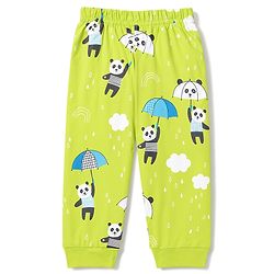 Babyhug 100% Cotton Knit Full Sleeves T-Shirt & Pyjama Night Suit With Panda Print- Green