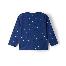 Babyhug 100% Cotton Knit Full Sleeves Bunny & Polka Dot Printed T-Shirt & Pyjama Night Suit - Navy