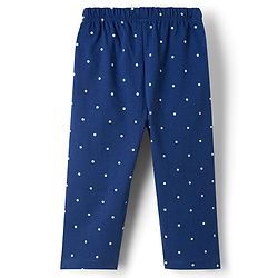 Babyhug 100% Cotton Knit Full Sleeves Bunny & Polka Dot Printed T-Shirt & Pyjama Night Suit - Navy