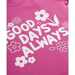Babyhug 100% Cotton Knit Full Sleeves T-Shirt & Pyjama Night Suit Floral & Text Print - Dark Pink