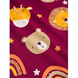 Babyhug 100% Cotton Knit Full Sleeves Co-Ords Animal Face Printed T-Shirt & Pyjama Night Suit - Brown
