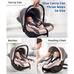 Babyhug Cloud Cradle 3-in-1 Baby Carry Cot  White Grey| Rocker & Baby Seat| Safety Harness| Adjustable Canopy| Lightweight Portable Design| Removable & Washable Cover| 015 Months