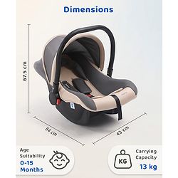 Babyhug Cloud Cradle 3-in-1 Baby Carry Cot  White Grey| Rocker & Baby Seat| Safety Harness| Adjustable Canopy| Lightweight Portable Design| Removable & Washable Cover| 015 Months