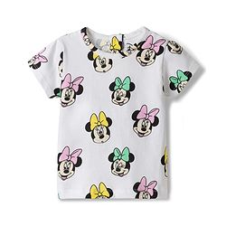 Babyhug Disney Single Jersey Knit Half Sleeves T-Shirt & Denim Skirt Set With Minnie Mouse Graphics - Multicolor