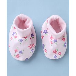 Babyhug 100% Cotton Interlock Knit Caps Mittens & Booties with Dinosaur Print White - Diameter 15.5 cm