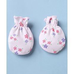 Babyhug 100% Cotton Interlock Knit Caps Mittens & Booties with Dinosaur Print White - Diameter 15.5 cm