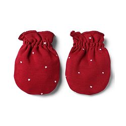 Babyhug 100% Cotton Interlock Knit Cap Mittens & Booties With Heart Design Maroon - Diameter 15 cm