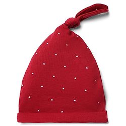 Babyhug 100% Cotton Interlock Knit Cap Mittens & Booties With Heart Design Maroon - Diameter 15 cm