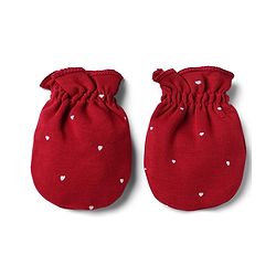 Babyhug 100% Cotton Interlock Knit Cap Mittens & Booties With Heart Design Maroon - Diameter 15 cm