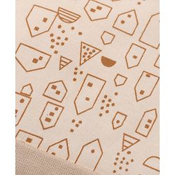 Babyhug 100% Cotton Interlock Knit Cap, Mittens & Booties with Abstract Print Beige - Diameter 14.5 cm