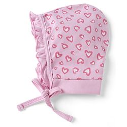 Babyhug 100% Cotton Interlock Knit Cap With Heart Print Pack of 2 Pink - Diameter 11 cm