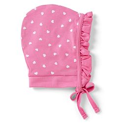 Babyhug 100% Cotton Interlock Knit Cap With Heart Print Pack of 2 Pink - Diameter 11 cm