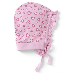 Babyhug 100% Cotton Interlock Knit Cap With Heart Print Pack of 2 Pink - Diameter 11 cm