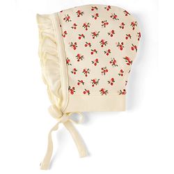 Babyhug 100% Cotton Interlock Kit Caps With Floral & Polka Dot Print Pack of 2 Pink & Beige - Diameter 12 cm