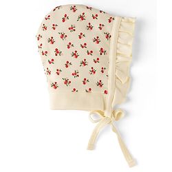 Babyhug 100% Cotton Interlock Kit Caps With Floral & Polka Dot Print Pack of 2 Pink & Beige - Diameter 12 cm