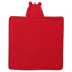 Babyhug Cotton Knit Microfiber Hooded Towel With Bear Embroidery L 74 x B 74 cm - Red