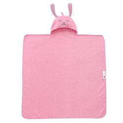 Babyhug Cotton Knit Microfiber Hooded Towel With Bear Embroidery L 76 X B 76 cm - Pink
