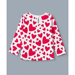 Babyhug 100% Cotton Knit T-Shirts with Full Sleeves and Bows, Hearts & Cherry Print Pack of 3 in Red, White & Navy Blue