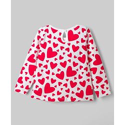 Babyhug 100% Cotton Knit T-Shirts with Full Sleeves and Bows, Hearts & Cherry Print Pack of 3 in Red, White & Navy Blue