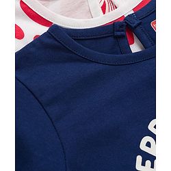 Babyhug 100% Cotton Knit T-Shirts with Full Sleeves and Bows, Hearts & Cherry Print Pack of 3 in Red, White & Navy Blue
