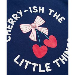Babyhug 100% Cotton Knit T-Shirts with Full Sleeves and Bows, Hearts & Cherry Print Pack of 3 in Red, White & Navy Blue