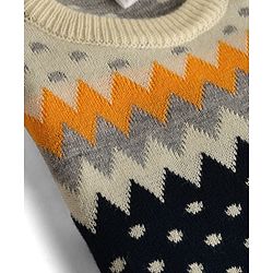 Babyhug Knit Full Raglan Sleeves Chevron Designed Sweater Set - Navy